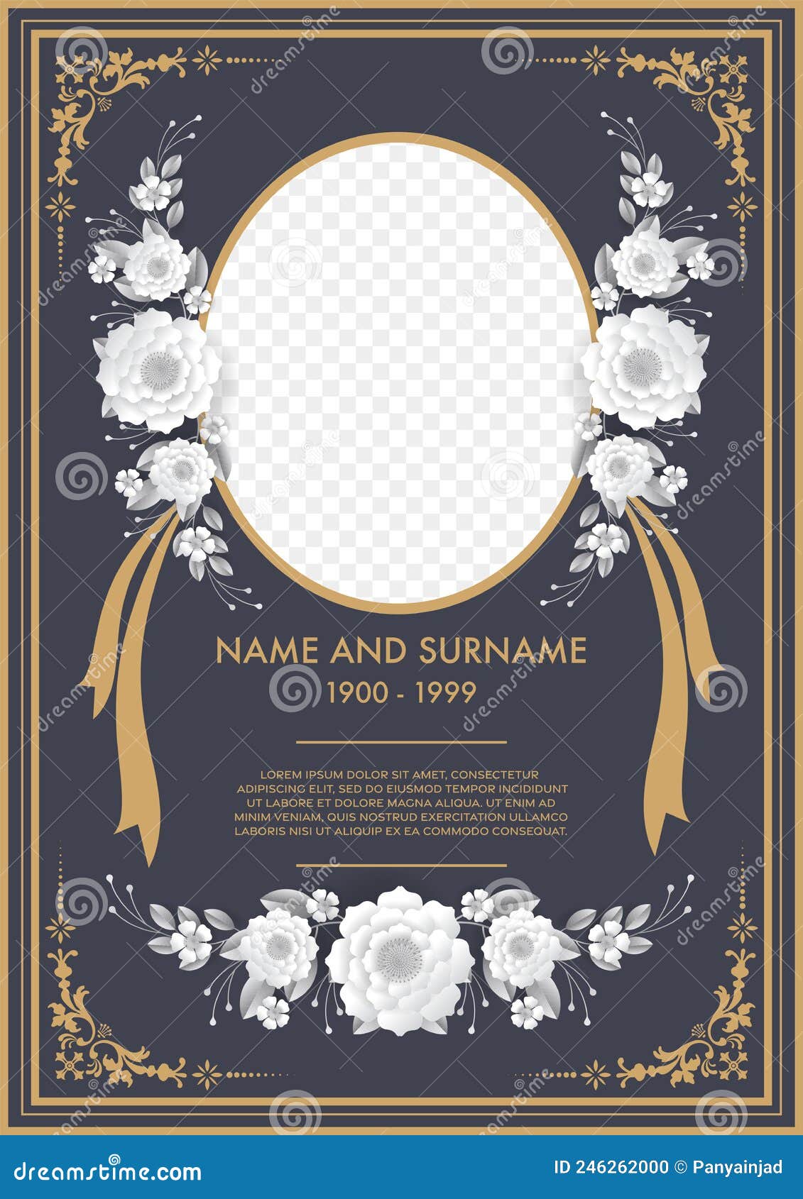 Memorial Funeral Card Templates with Flowers Paper Cut Stock Vector Memorial Funeral Card Templates with Flowers Paper Cut Stock Vector