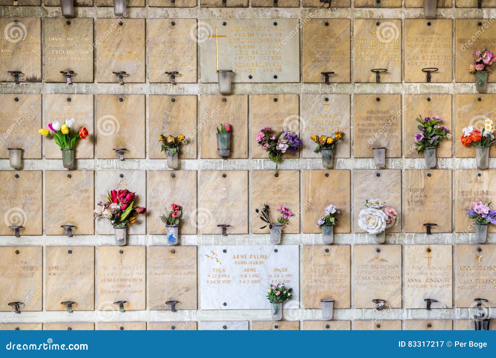 Memorial Wall with Flowers and Names. Editorial Photography - Image of ...