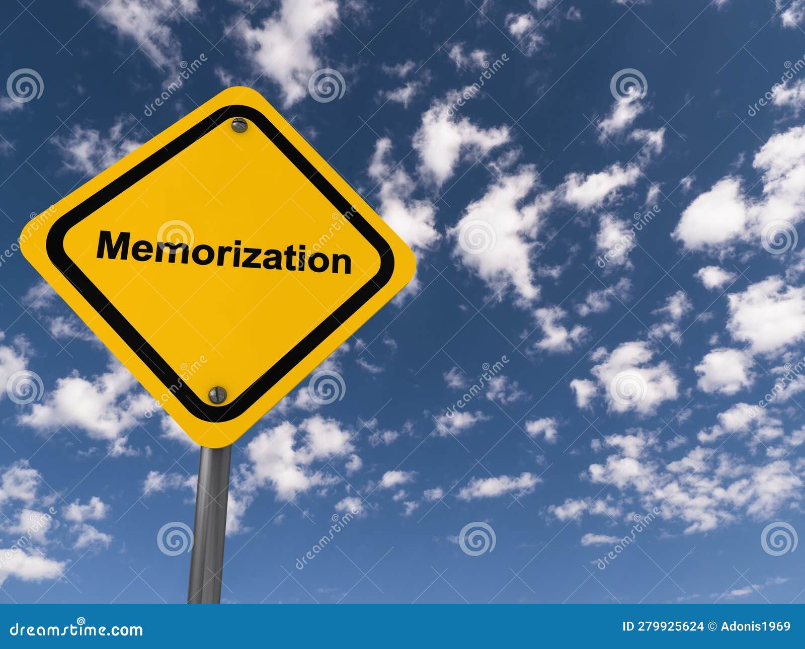 memorization traffic sign on blue sky