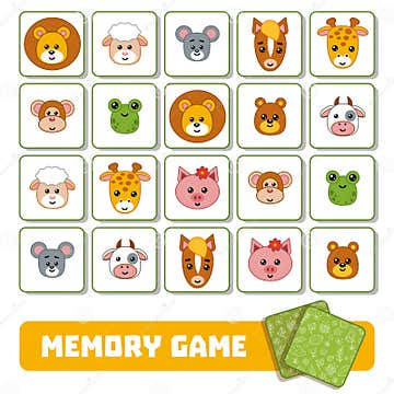 Memory Game for Children, Cards with Animals Stock Vector ...