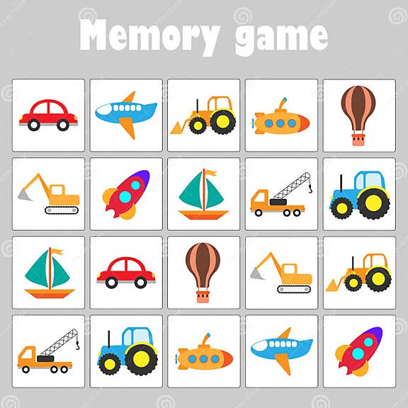 Memory Game with Pictures - Different Transport for Children, Fun ...