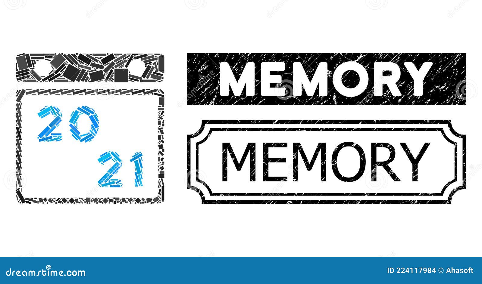 Memory Scratched Badge with Notches and 2021 Calendar Collage of