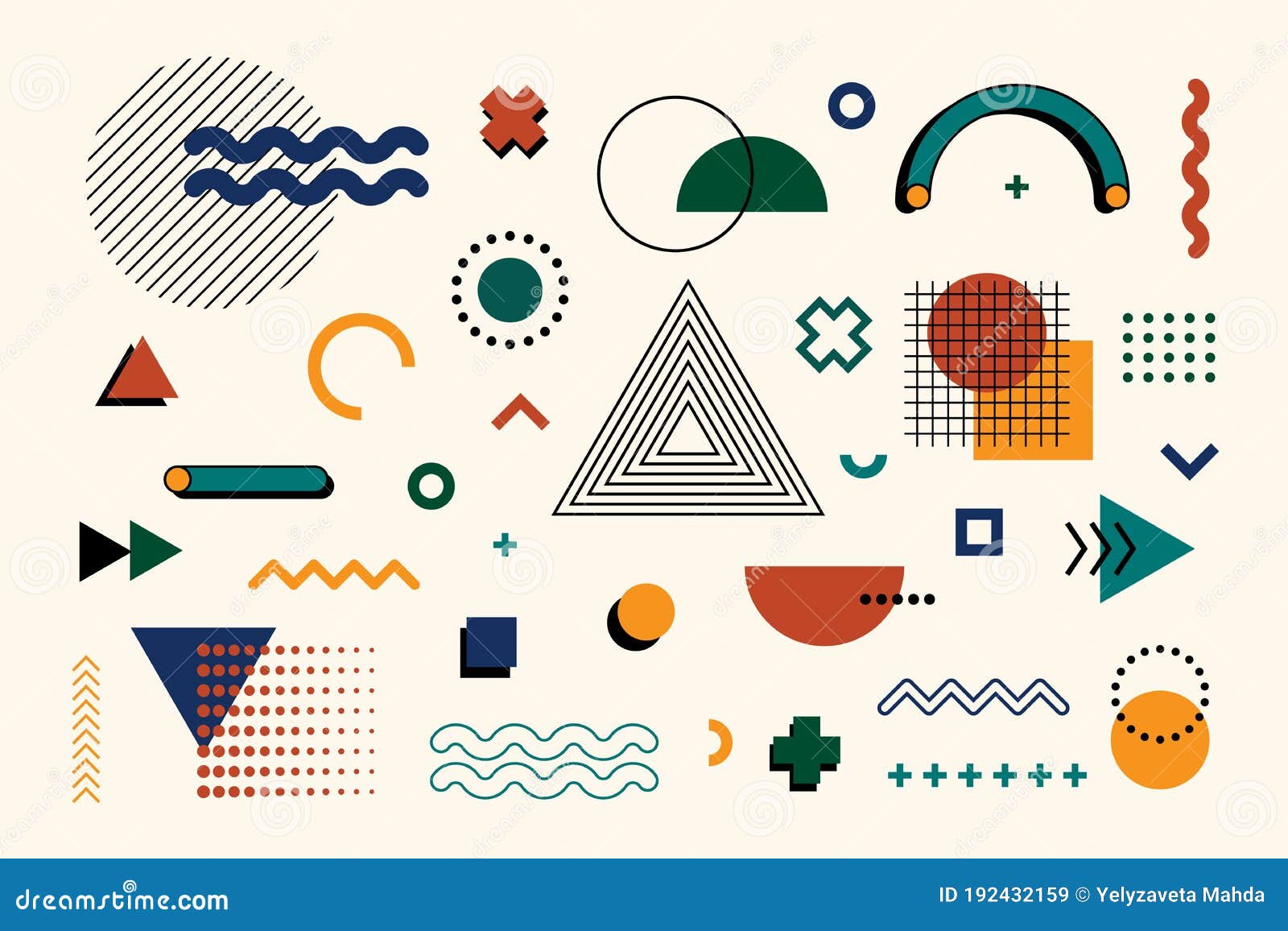 Memphis Design Elements Mega Set. Abstract Geometric Line Graphic