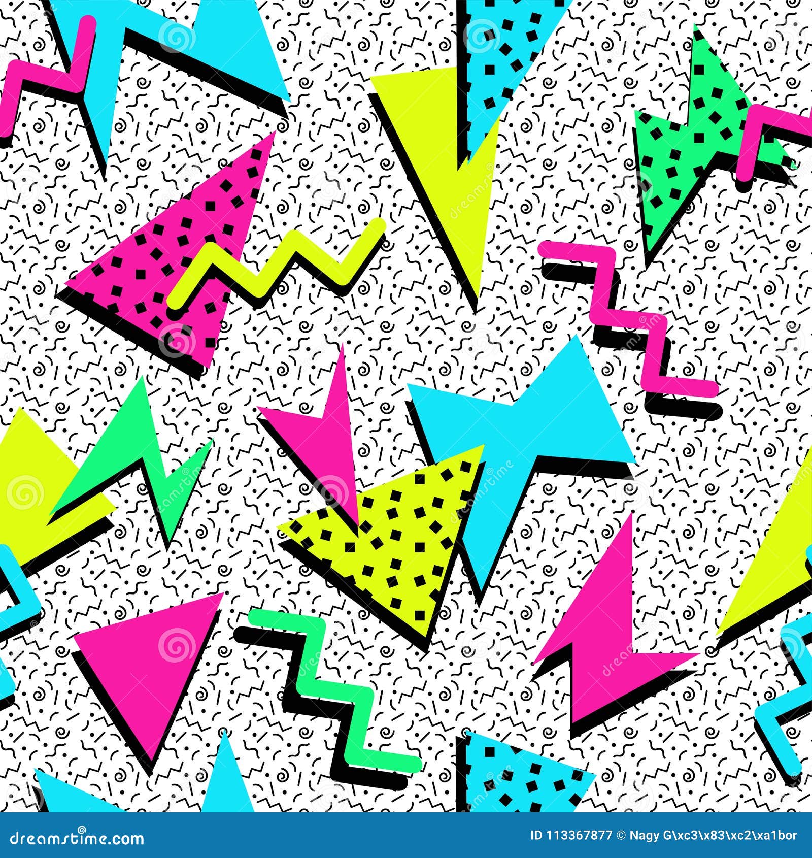 colored polygon memphis style seamless pattern. geometric s texture. 80s-90s  on white background.