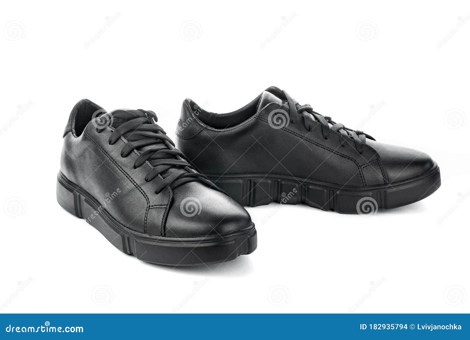 Men Black Brown Shoes Isolated Stock Photo - Image of foot, comfortable ...