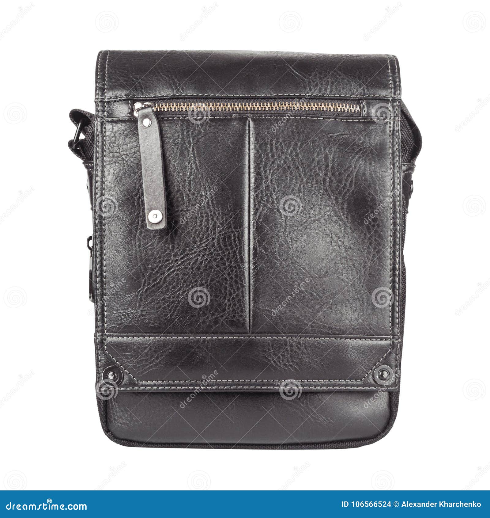 Men Black Shoulder Leather Bag. Stock Photo - Image of handbag ...