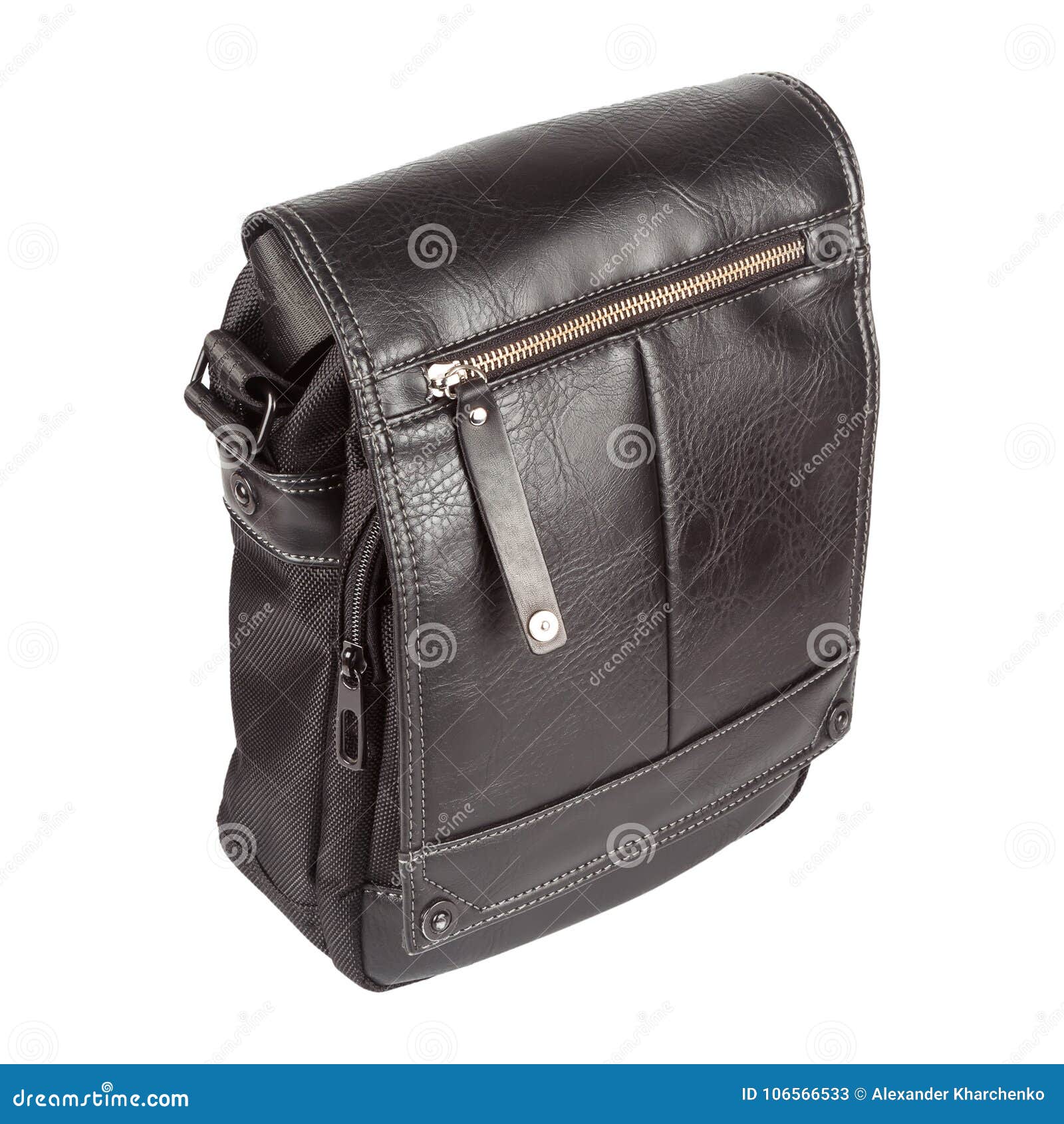 Men Black Shoulder Leather Bag. Stock Image - Image of accessory ...