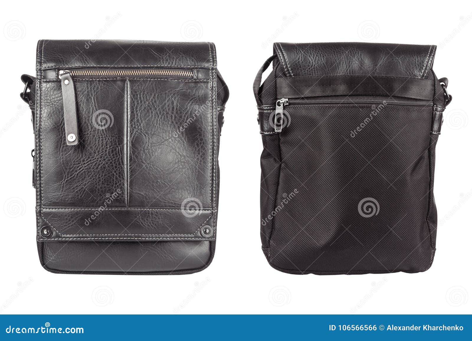 Men Black Shoulder Leather Bag. Stock Photo - Image of carry, luggage ...