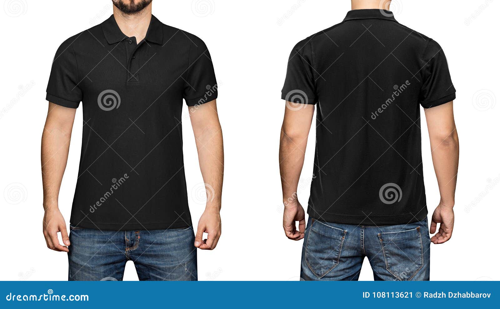 Download Men In Blank Black Polo Shirt, Front And Back View, White ...