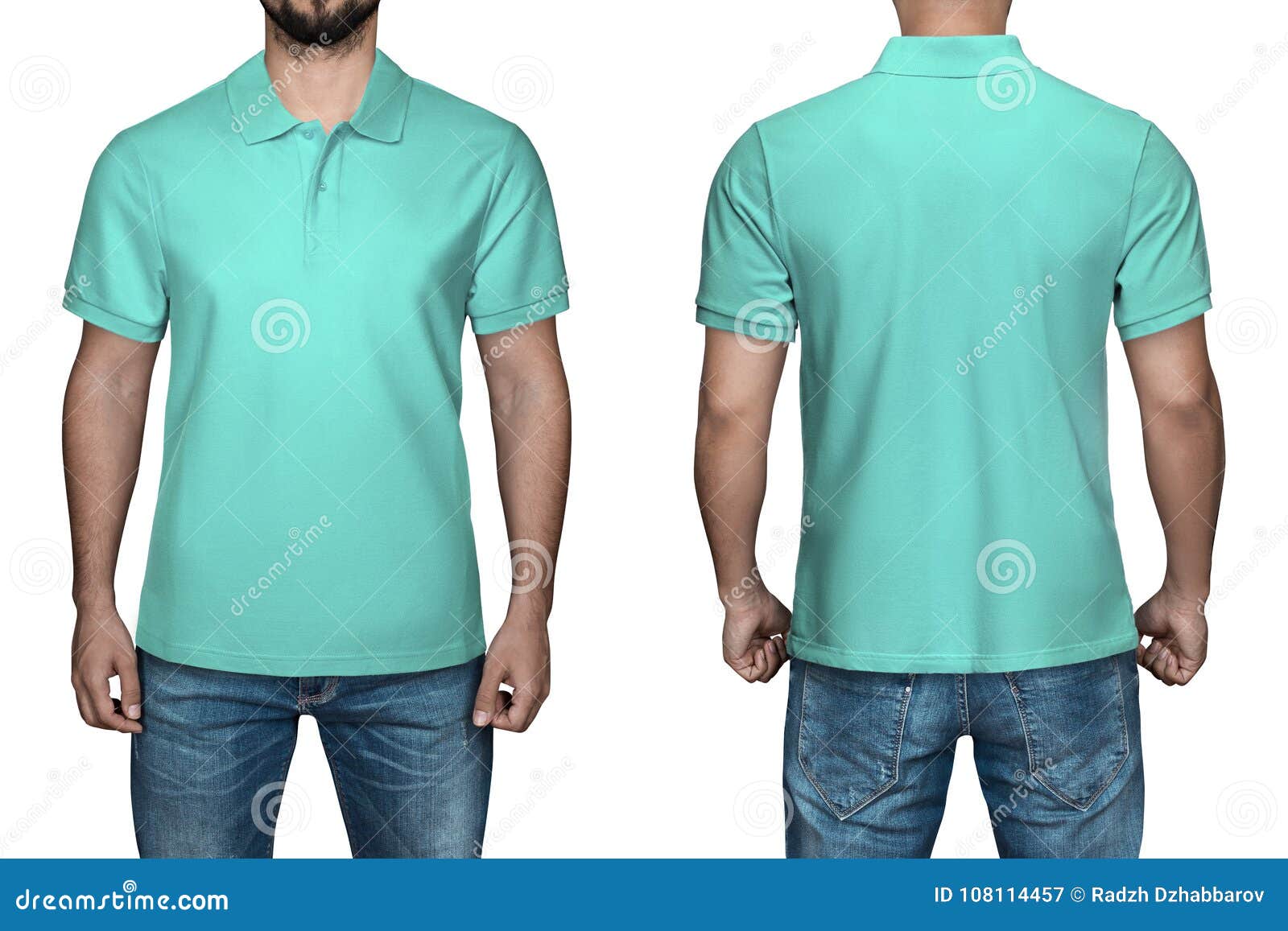 Download Men In Blank Turquoise Polo Shirt, Front And Back View ...