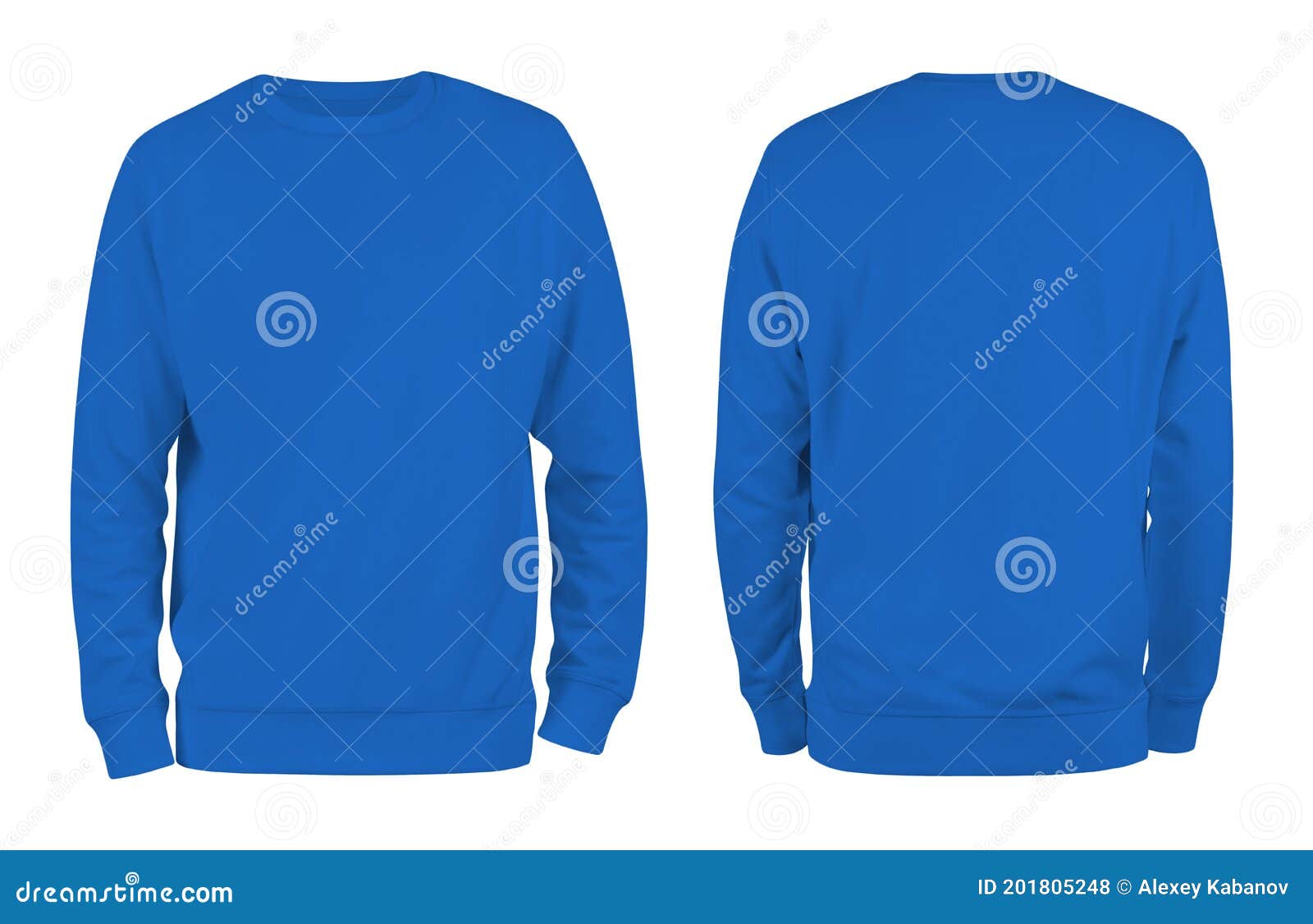 Men`s Blue Blank Sweatshirt Template,from Two Sides, Natural Shape on ...