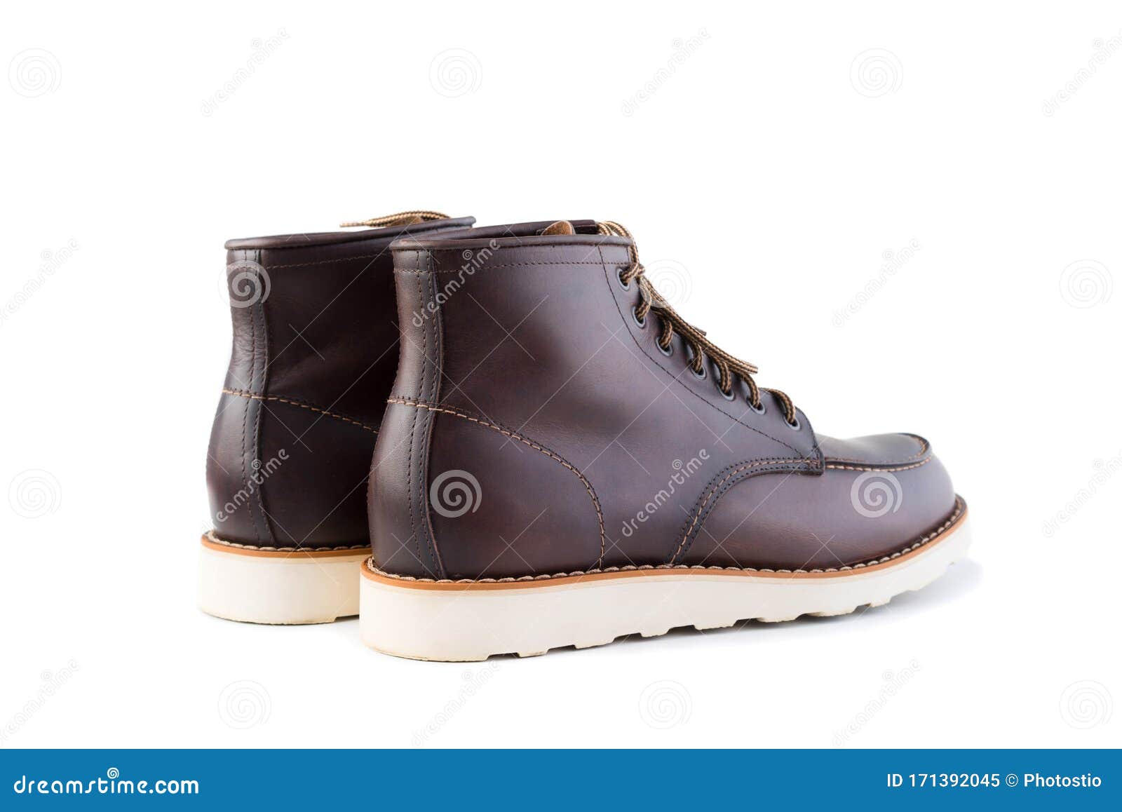 Men brown work boots stock image. Image of foot, isolated - 171392045