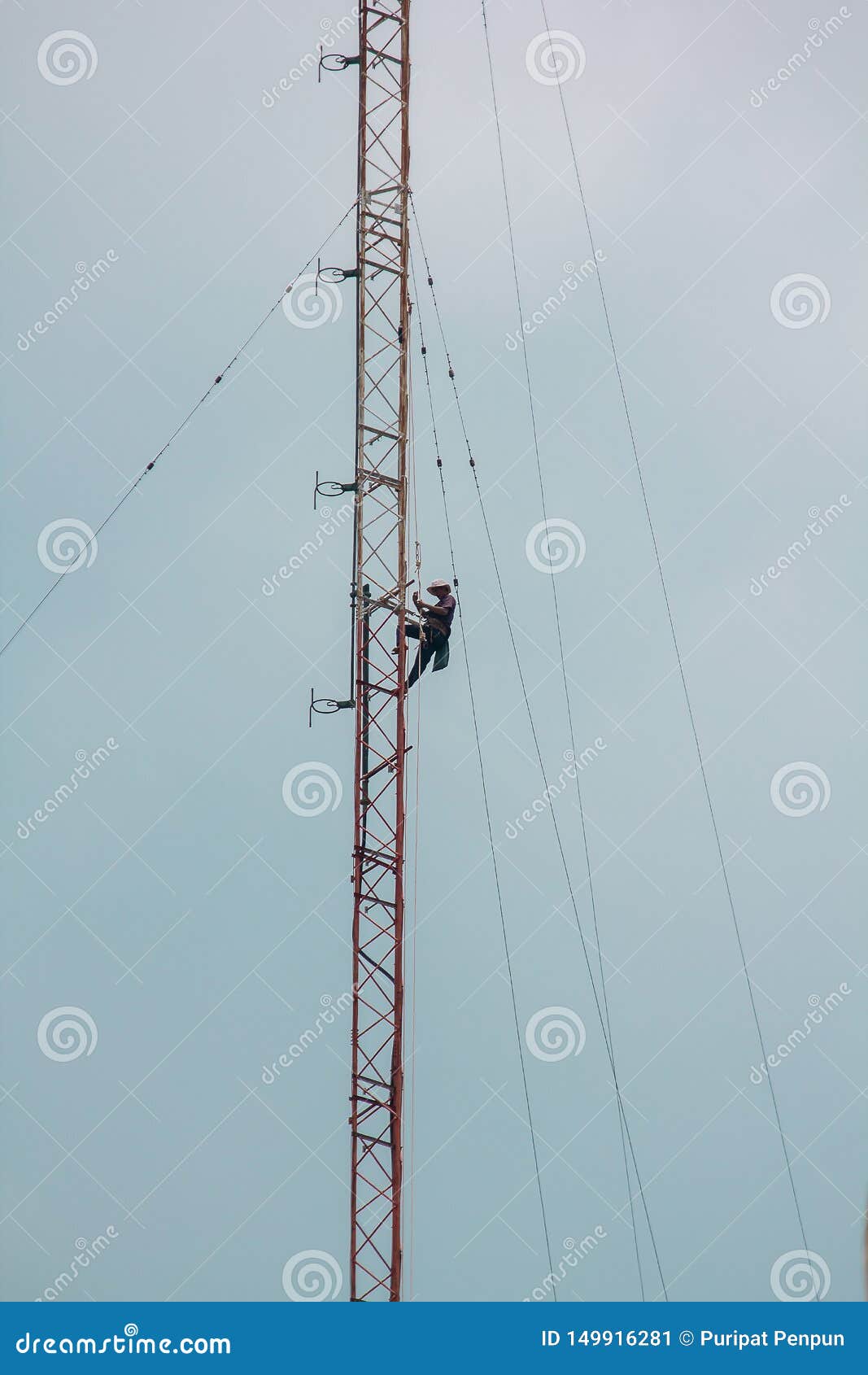 Men are Climbing on the Antenna. Editorial Photo Image of beautiful
