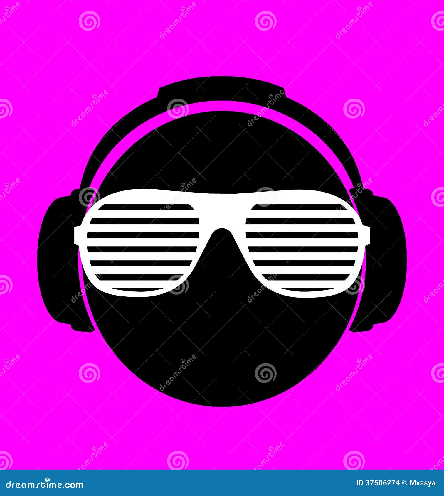 Men Dj in Headphone. Vector Print Illustration Stock Vector