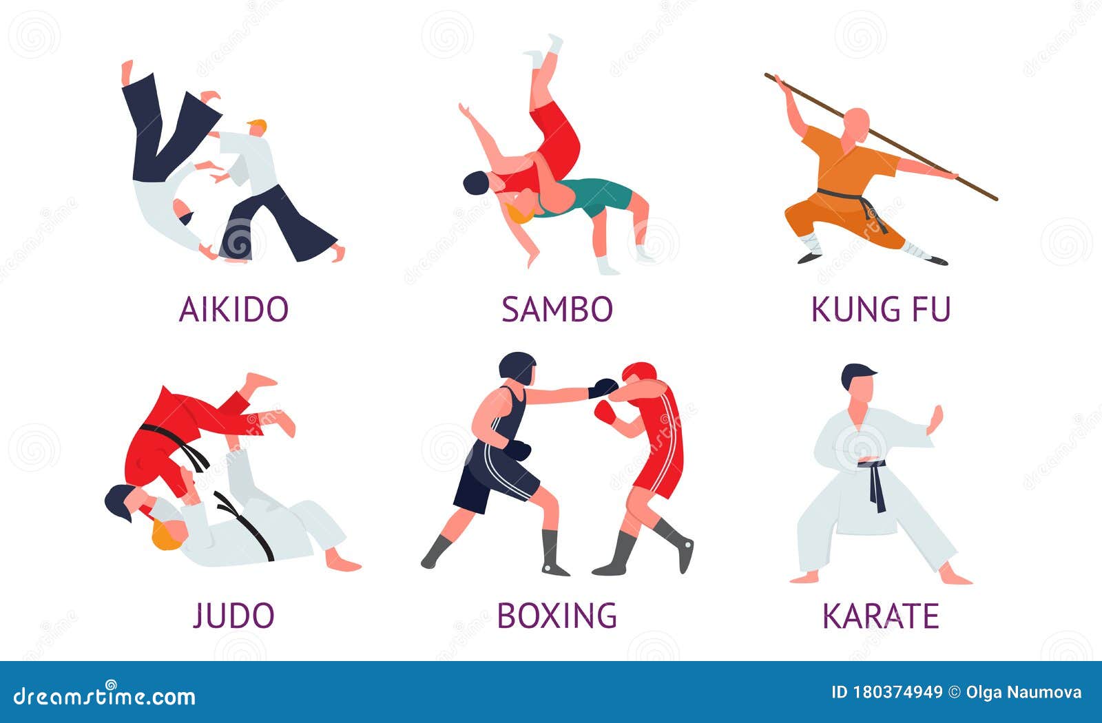 Men Doing Different Kinds Of Asian Martial Arts With