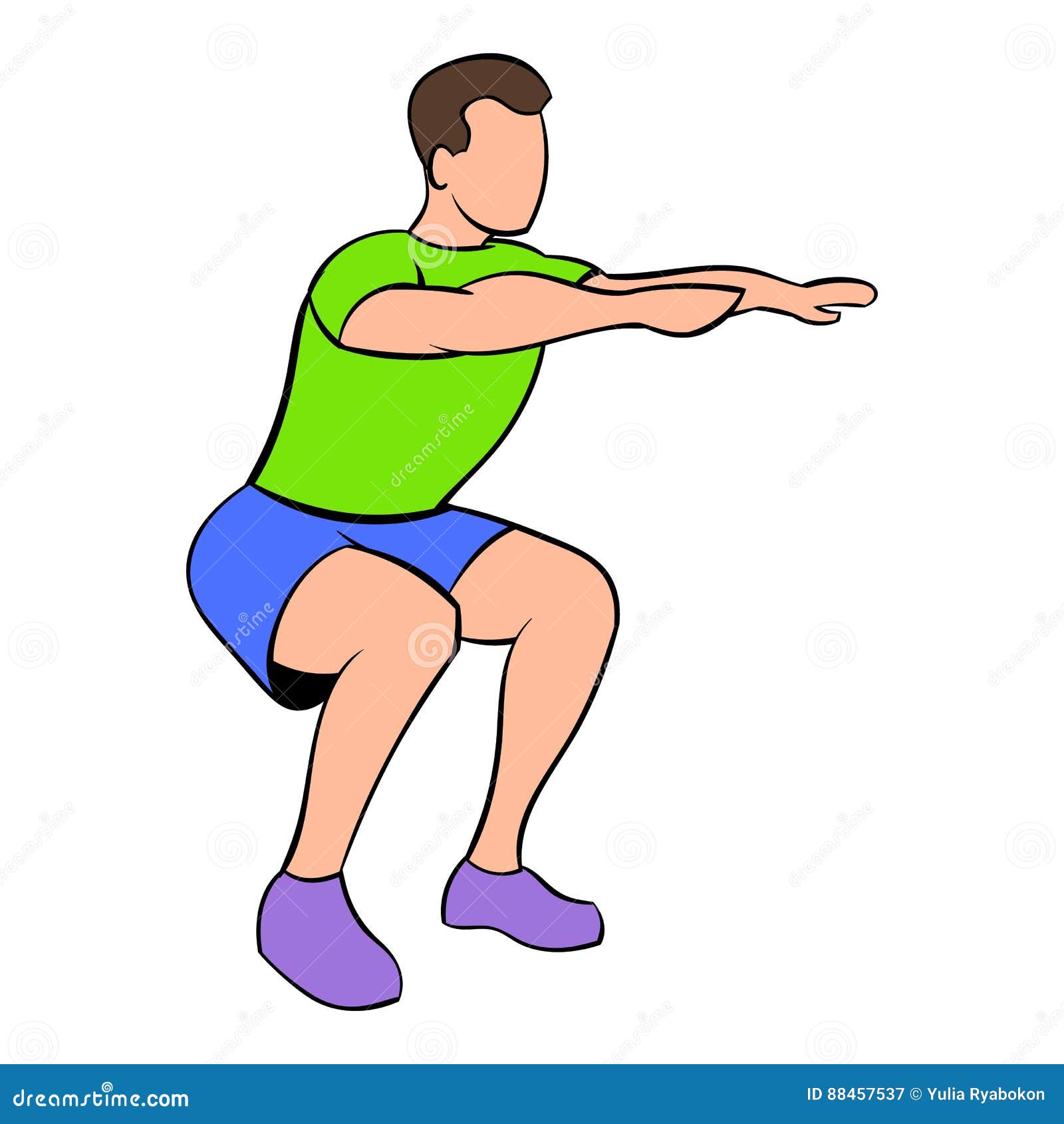 Men Doing Squats Icon Cartoon Stock Vector - Illustration of exercising ...