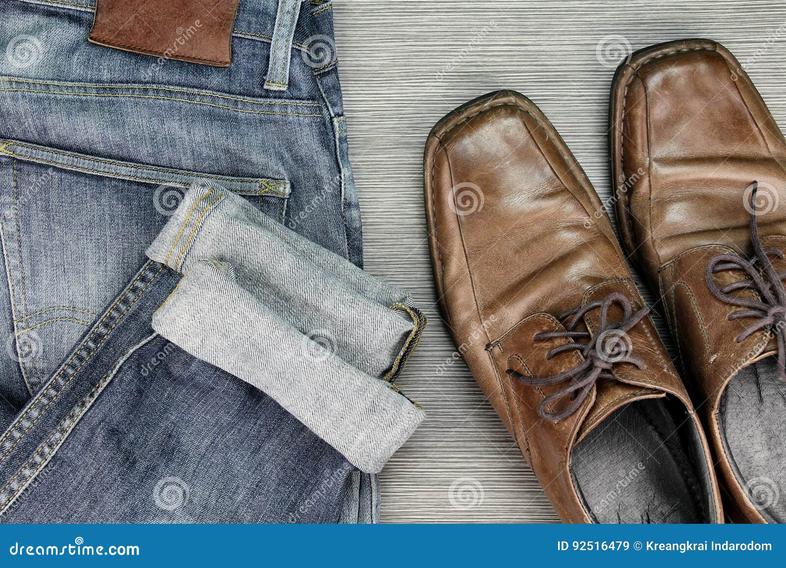 Men Fashion, Smart and Casual Outfits, Blue Jeans. Stock Image - Image ...