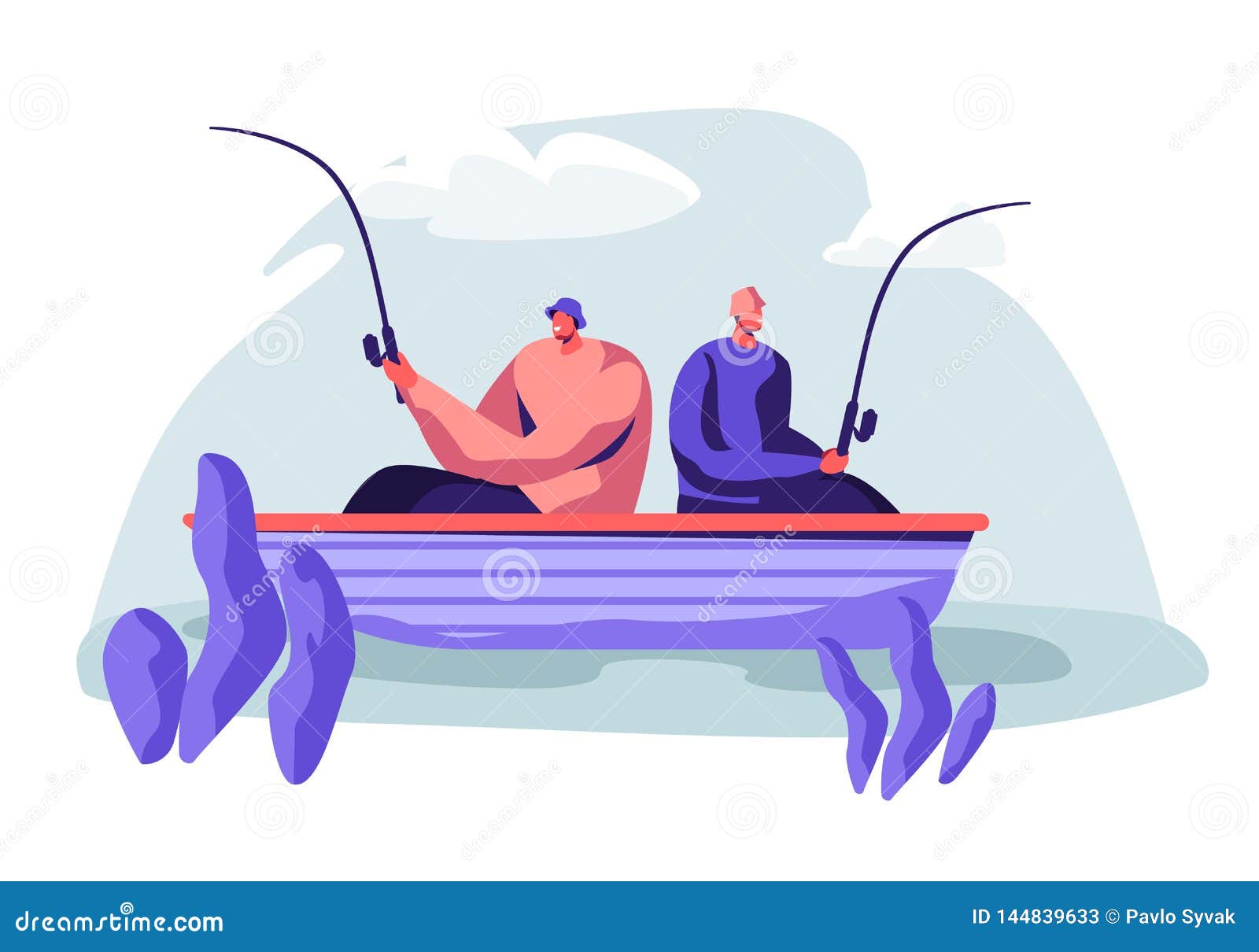 Men Fishing in Boat on Calm Lake or River at Summer Day. Relaxing Hobby at  Summertime Stock Vector - Illustration of character, recreation: 144839633