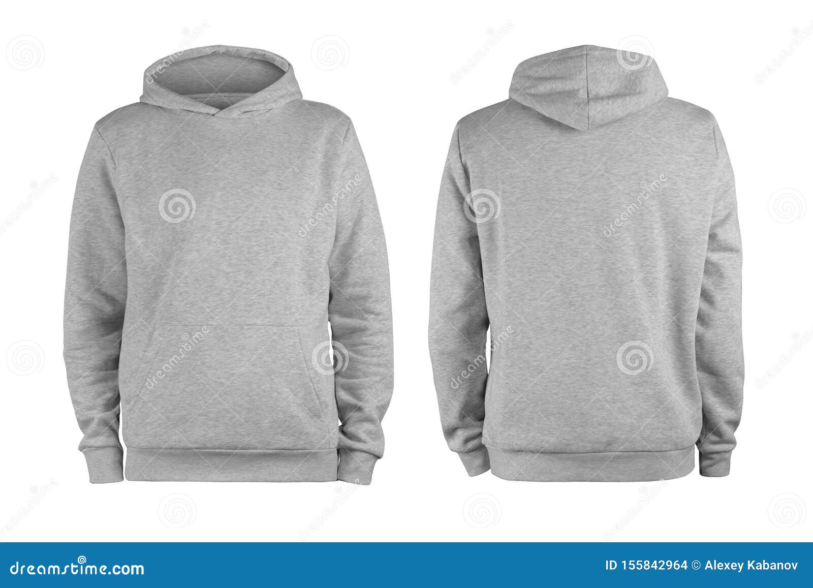 men grey blank hoodie template,from two sides, natural  on invisible mannequin, for your  mockup for print,  on