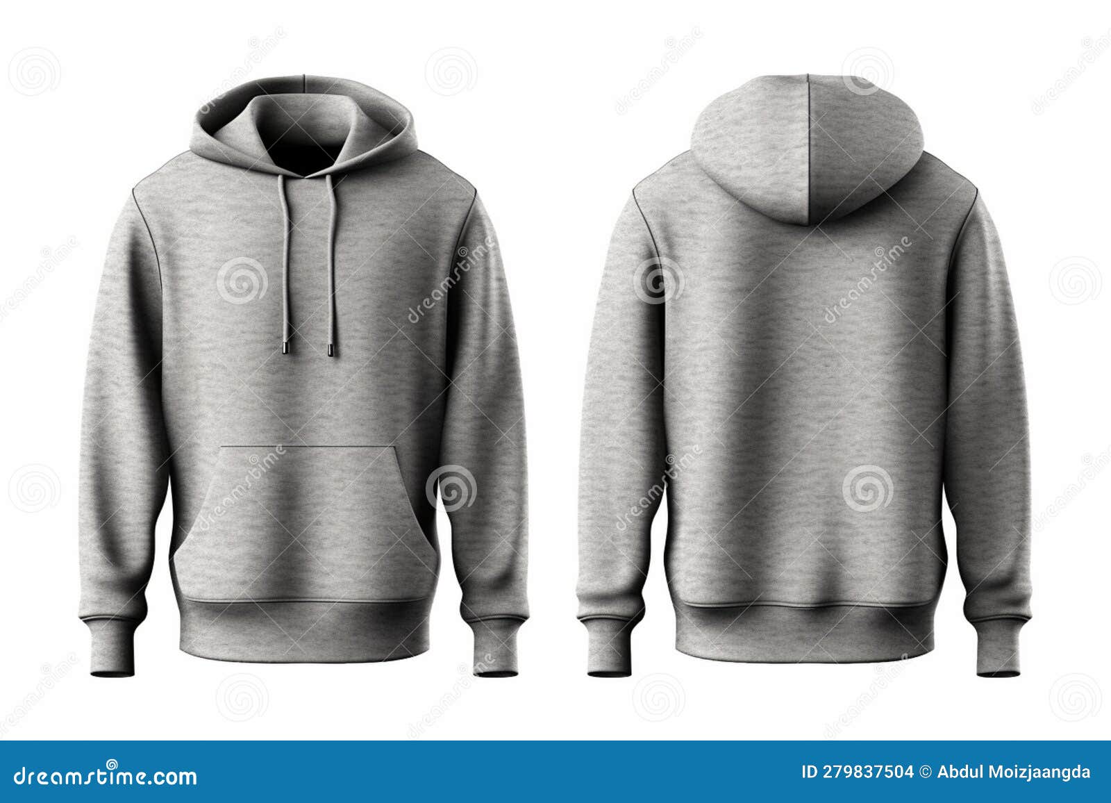 Men Grey Blank Hoodie Template,from Two Sides, Natural Shape on ...
