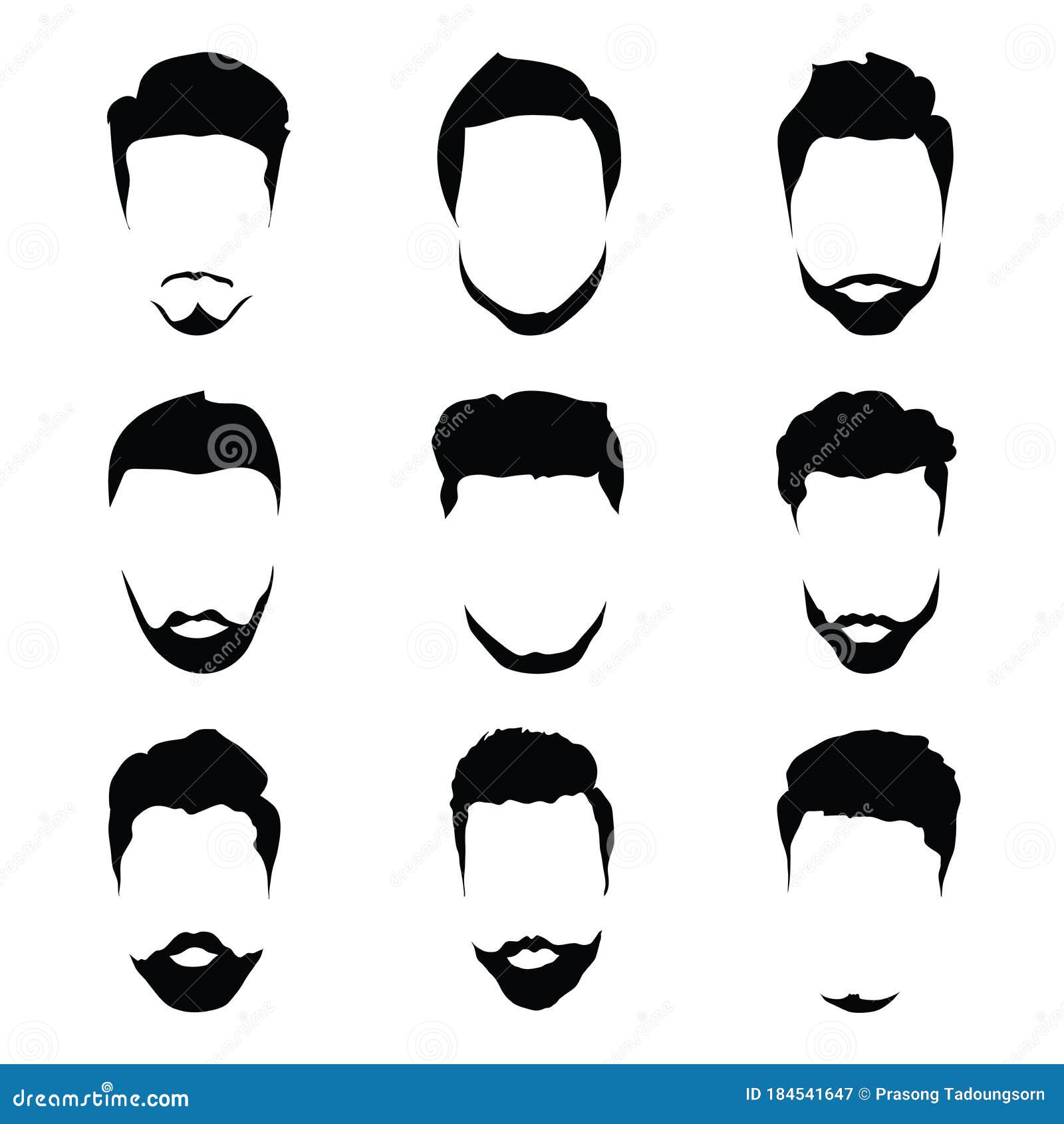 Men Hair and Beards, Fashion Vector Illustration Set Stock Vector -  Illustration of male, cartoon: 184541647
