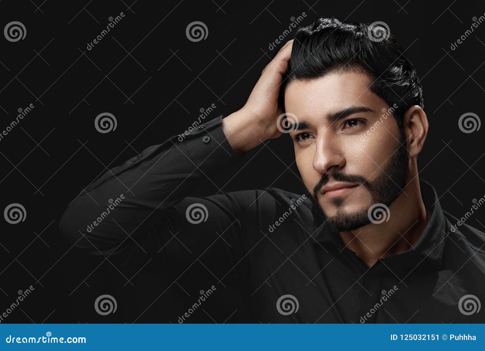 Men Hair Beauty. Handsome Male Model Touching Healthy Hair Stock Image - Image of beautiful, arabic: 125032151 Men Hair Beauty. Handsome Male Model Touching Healthy Hair Stock Image - Image of beautiful, arabic: 125032151