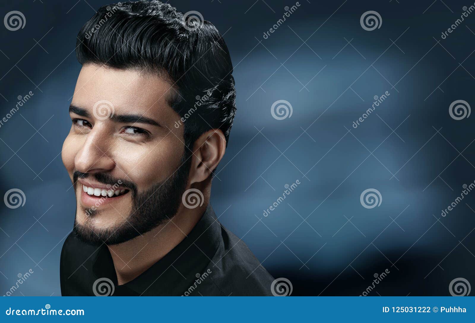 Men Hair Beauty. Handsome Man Model with Black Hair and Beard Stock Photo -  Image of hairstyle, beauty: 125031222