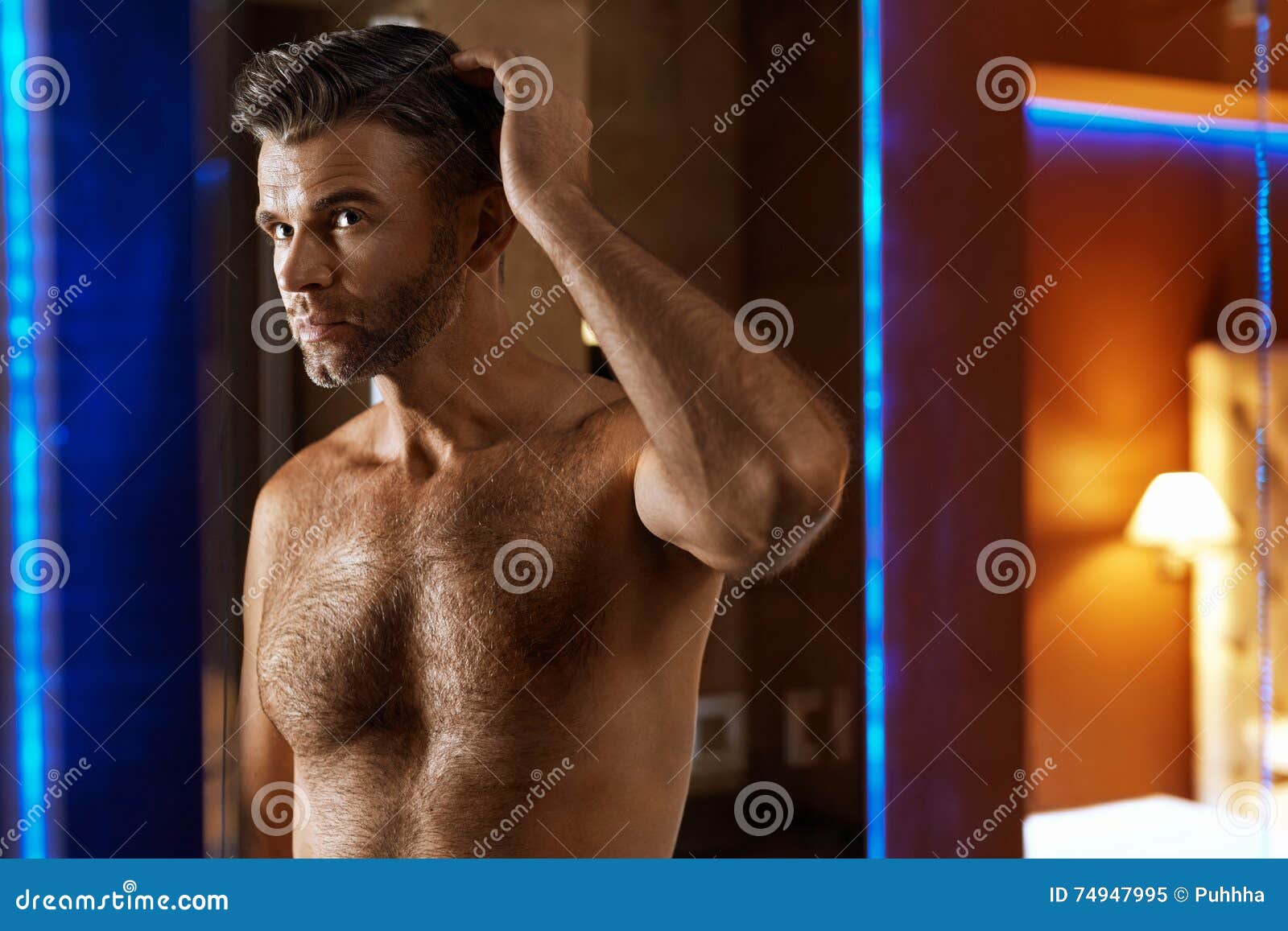 Men Hair Care. Handsome Man Touching His Hair. Men Grooming Stock Image -  Image of head, hygiene: 74947995