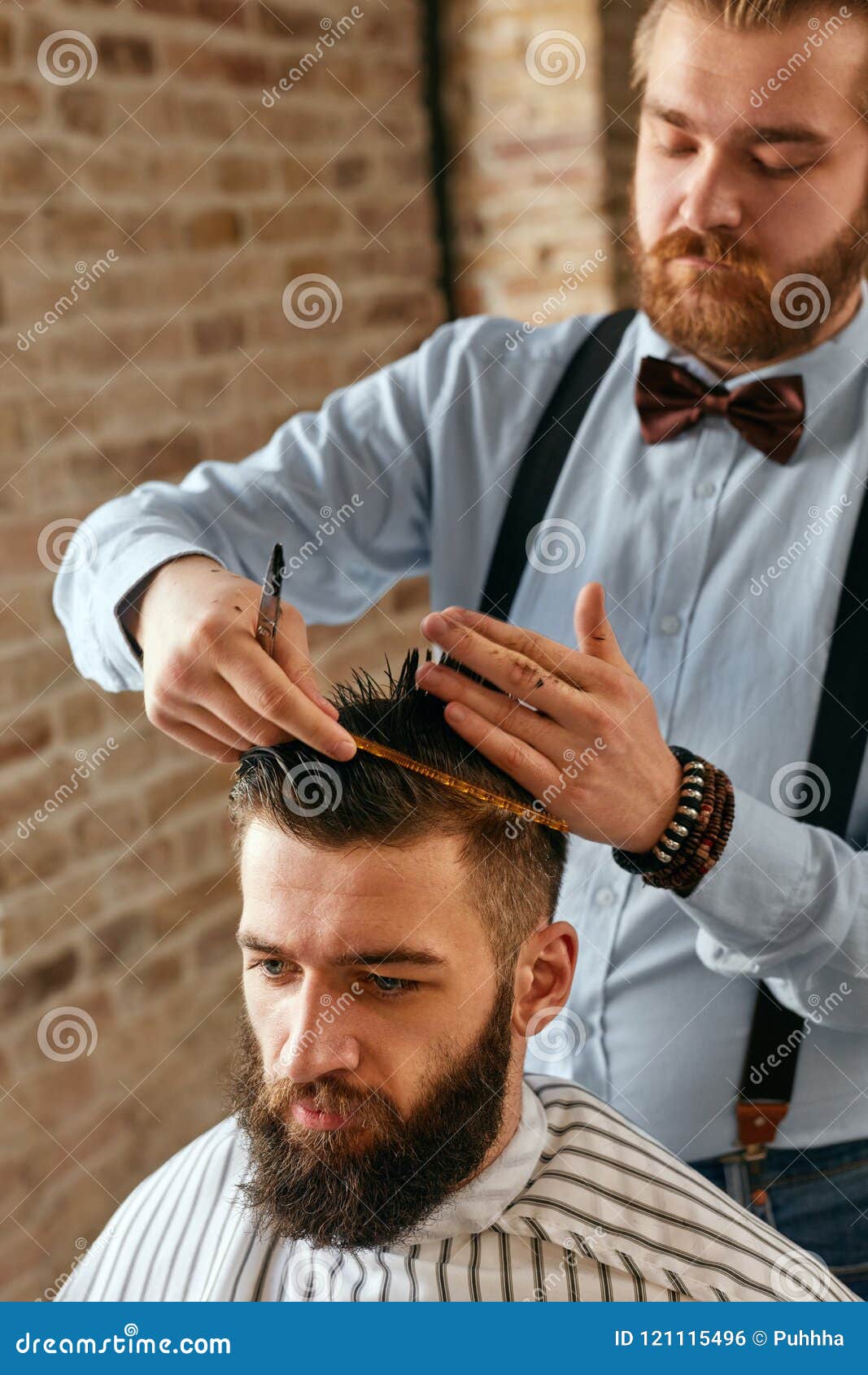 Men Hair Salon. Barber Doing Haircut in Barbershop Stock Photo - Image ...