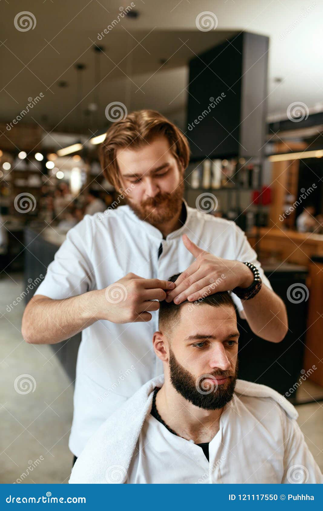 Men Hair Salon. Man Barber Doing Hairstyle in Barbershop Stock Photo -  Image of hairstylist, handsome: 121117550