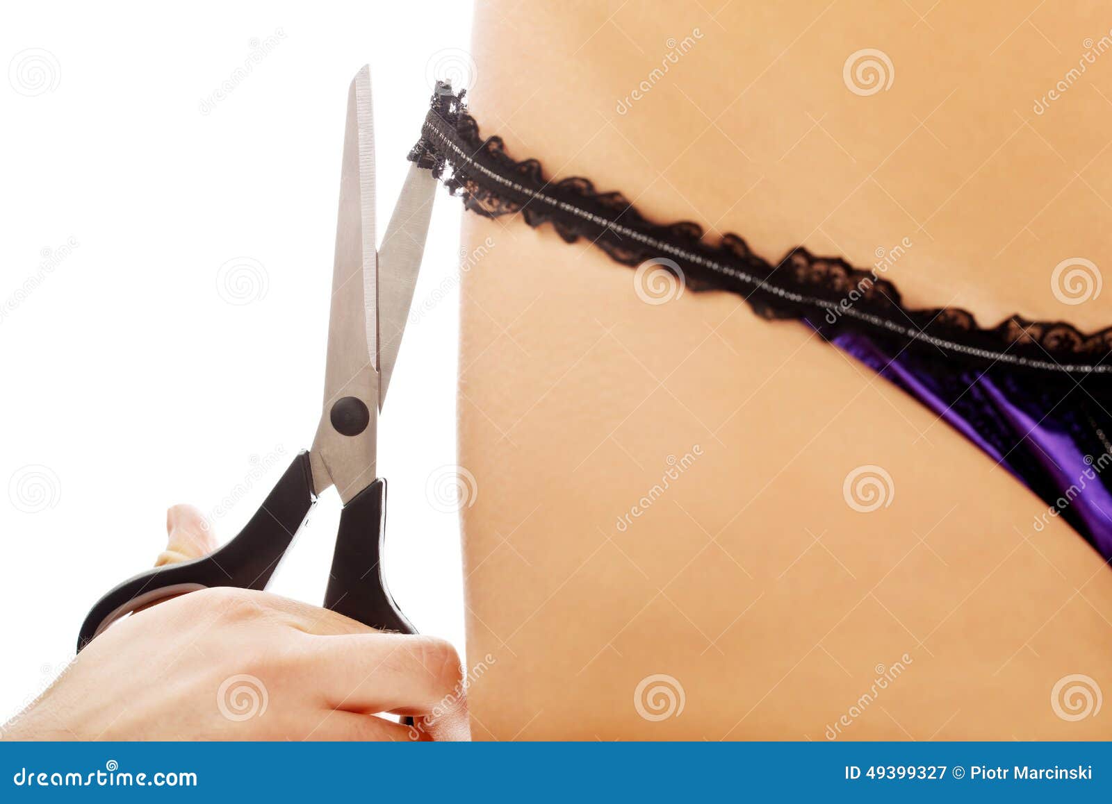 Men Hand Cutting Off Women Lingerie. Stock Image - Image of couple, person:  49399327