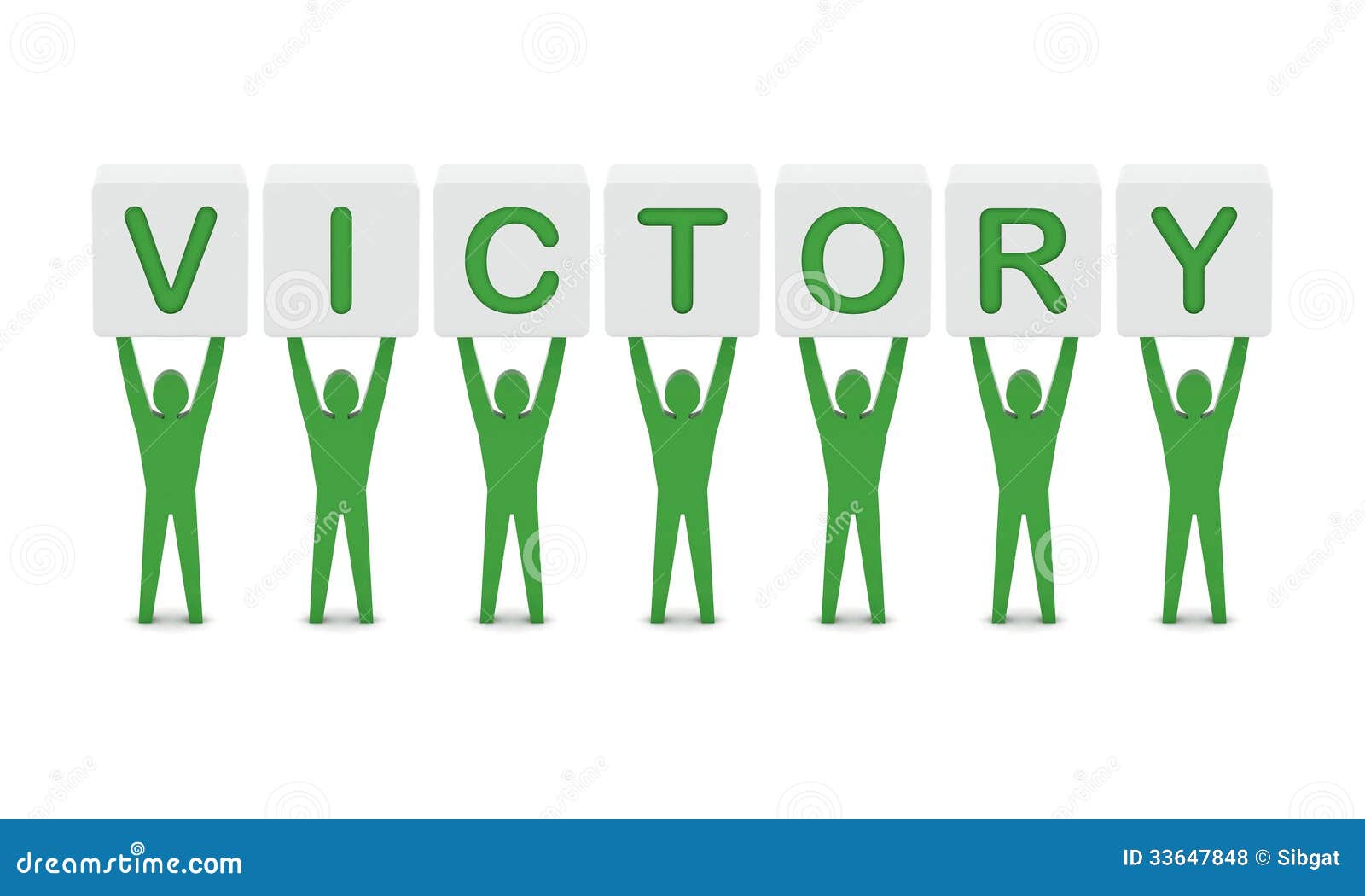 Men Holding the Word Victory. Stock Illustration Illustration of