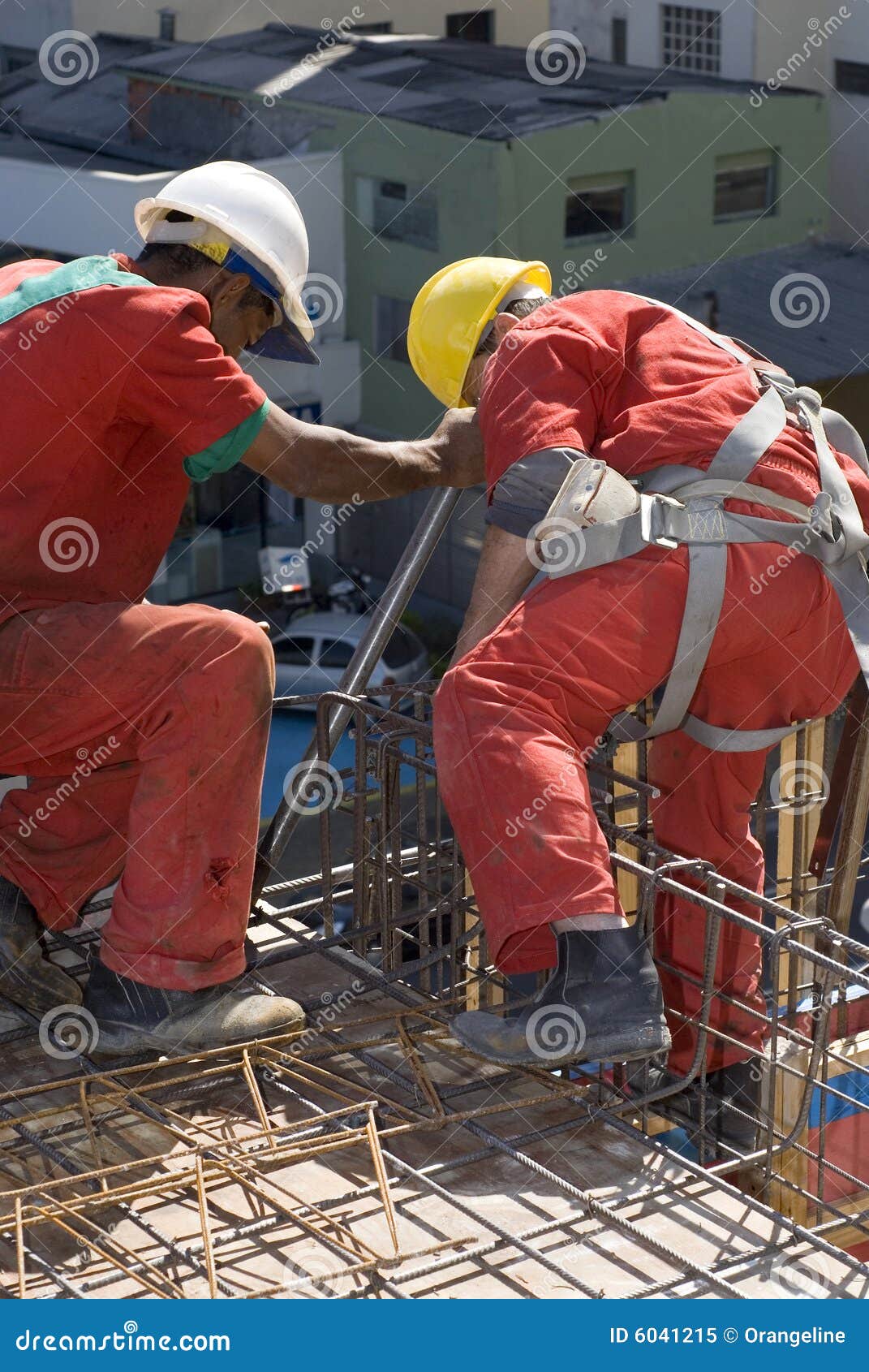 Men Install Rebar Vertical Stock Image Image of outside, outdoors