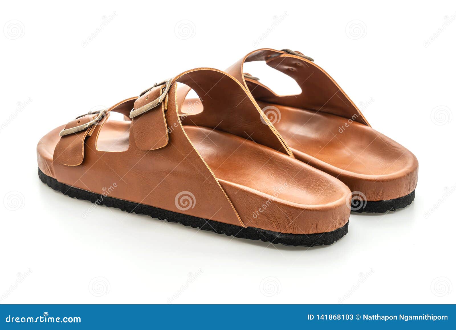 Men leather sandals stock image. Image of style, beach - 141868103