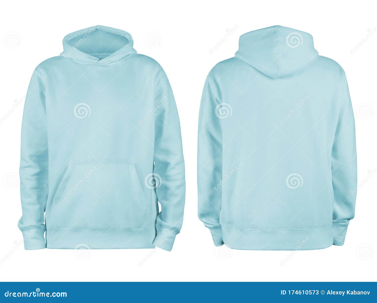 Men Pastel Blue Blank Hoodie Template,from Two Sides, Natural Shape on ...
