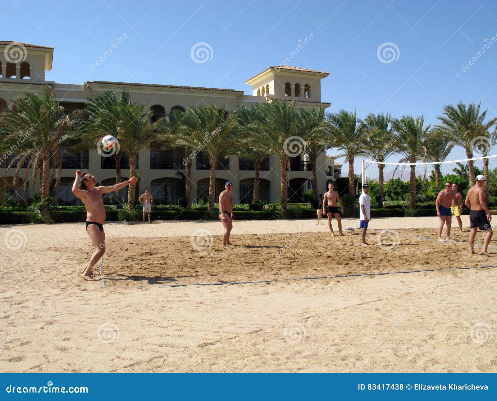 Naked Men Playing Volleyball