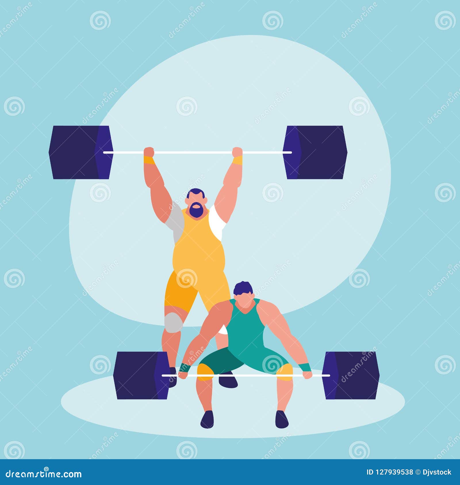 Men Practicing Lifting Weight Avatar Character Stock Vector