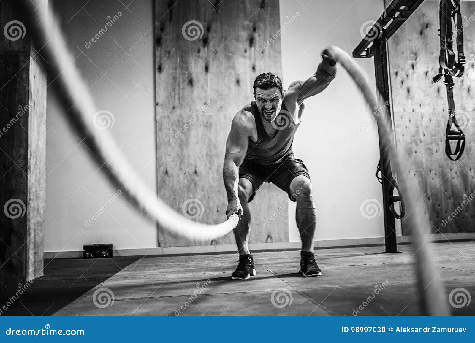 Men with Rope in Functional Training Fitness Stock Photo Image of exercise, person 98997030