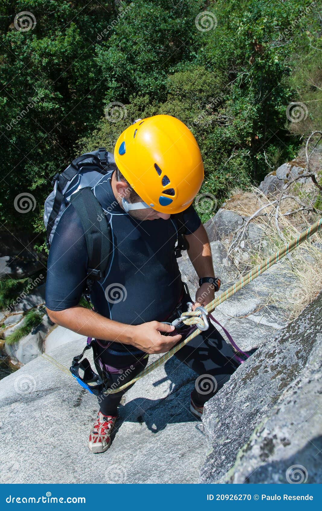 Men with Rope for Rappelling Stock Photo Image of moving