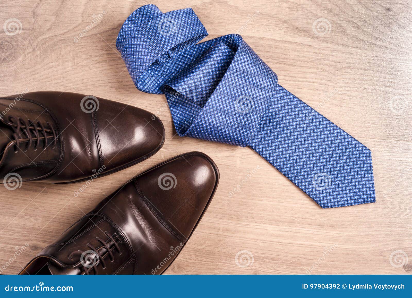 Men`s Accessories Men`s Shoes, Tie on a Wooden Background. Classic Men ...