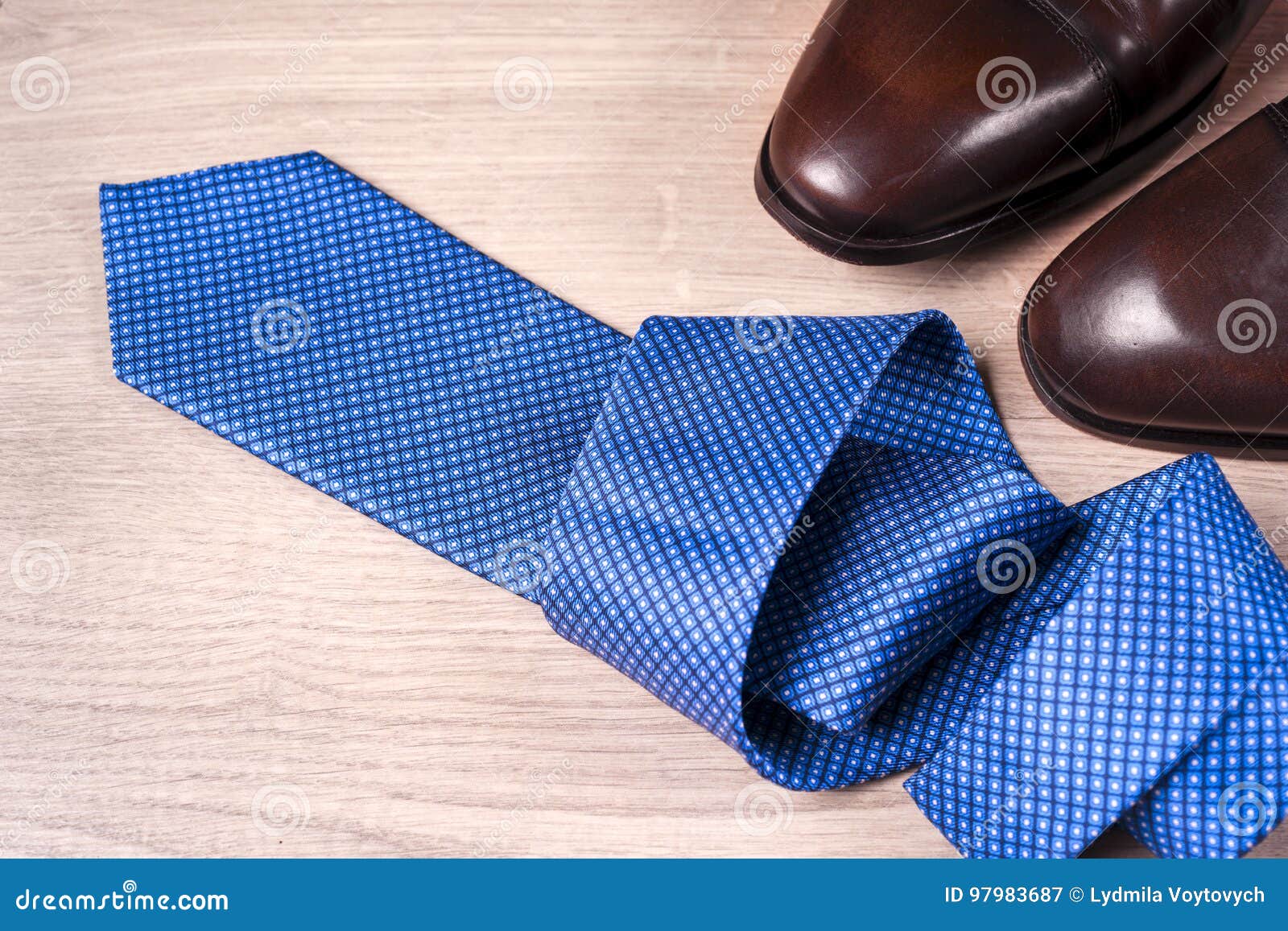Men`s Accessories Men`s Shoes, Tie on a Wooden Background. Classic Men ...