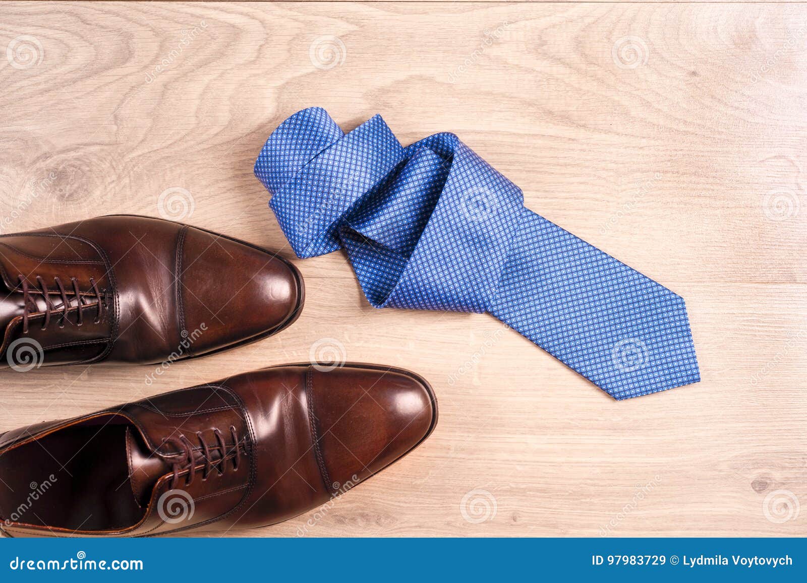 Men`s Accessories Men`s Shoes, Tie on a Wooden Background. Classic Men ...