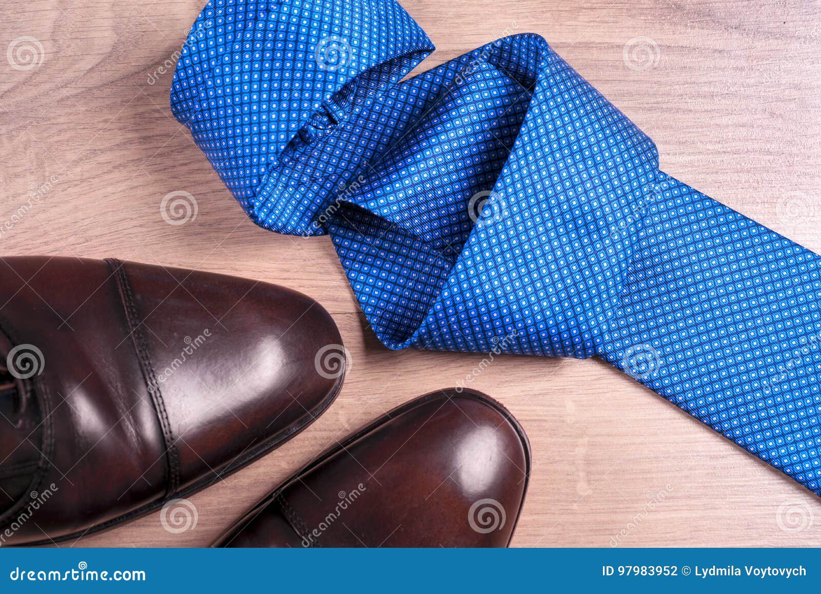 Men`s Accessories Men`s Shoes, Tie on a Wooden Background. Classic Men ...