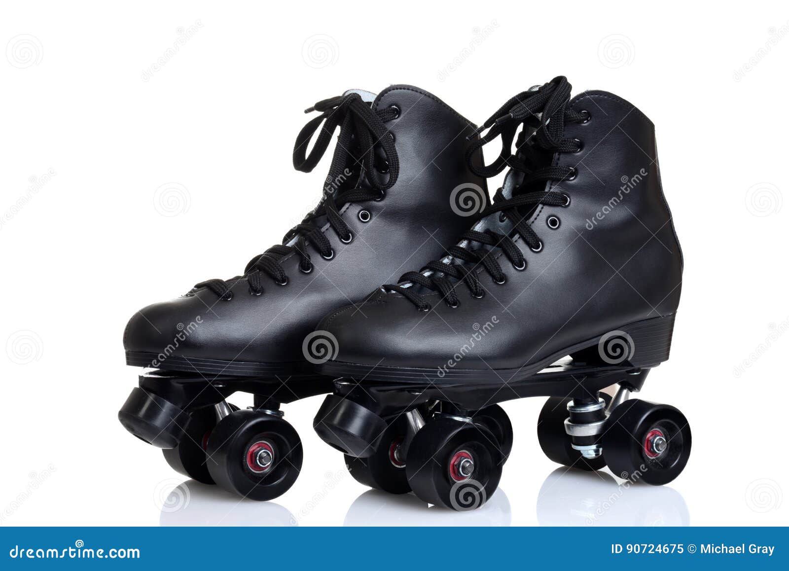 Men`s Black Leather Quad Roller Skates Stock Image Image of side, brake 90724675