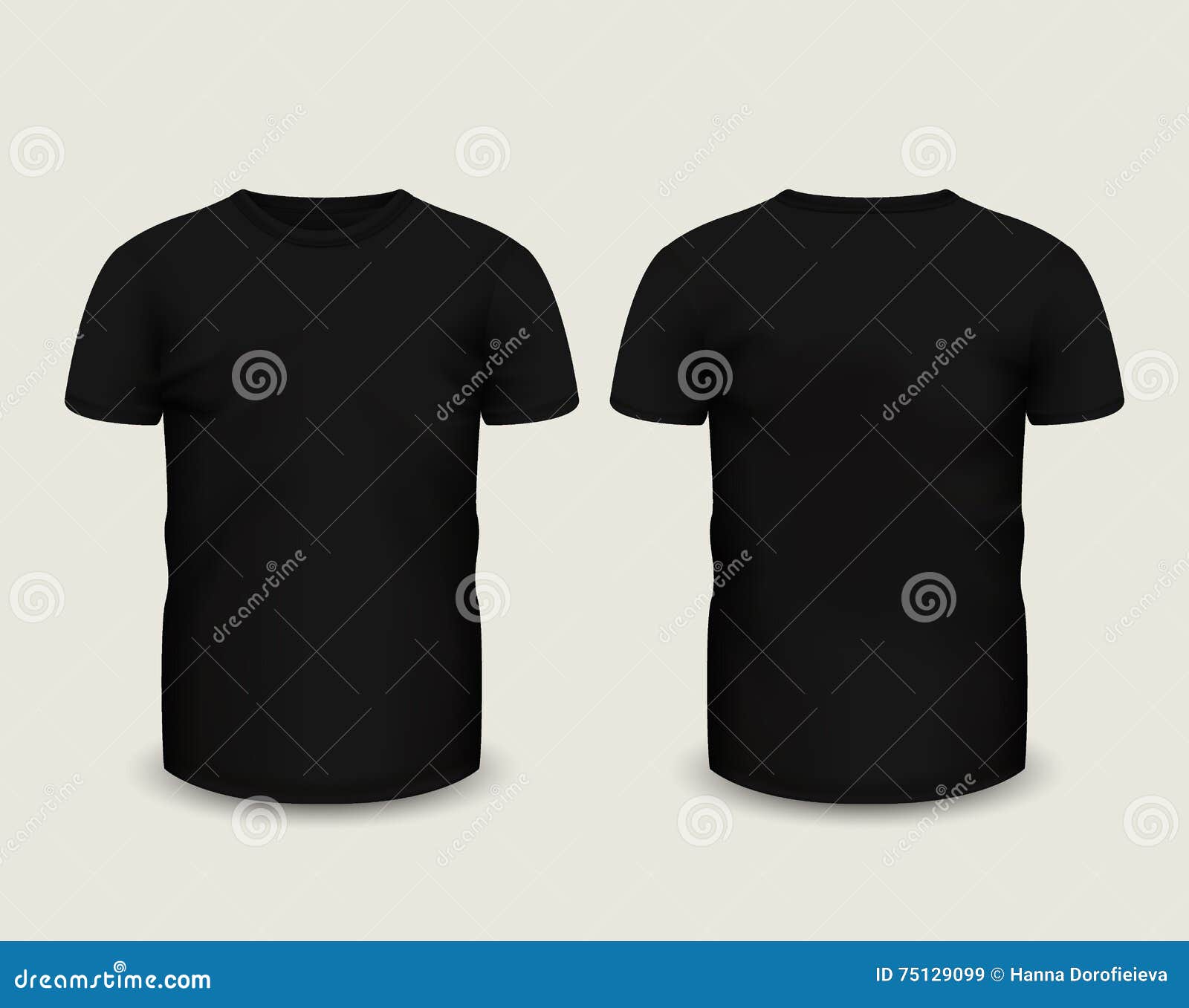 Download Men S Black T-shirt Short Sleeve In Front And Back Views ...