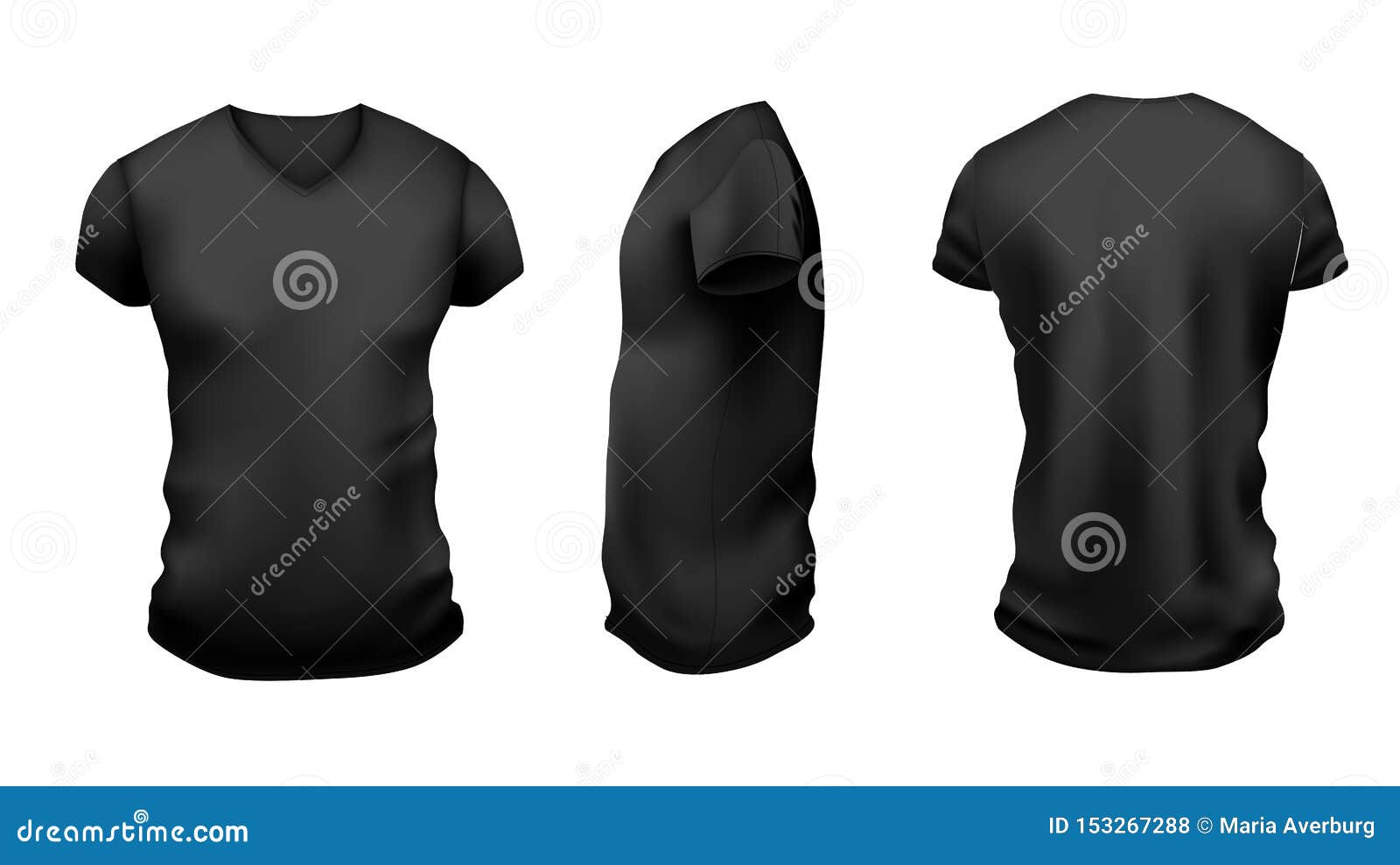 Men S Black T-shirt With Short Sleeve Mockup. Front, Side ...