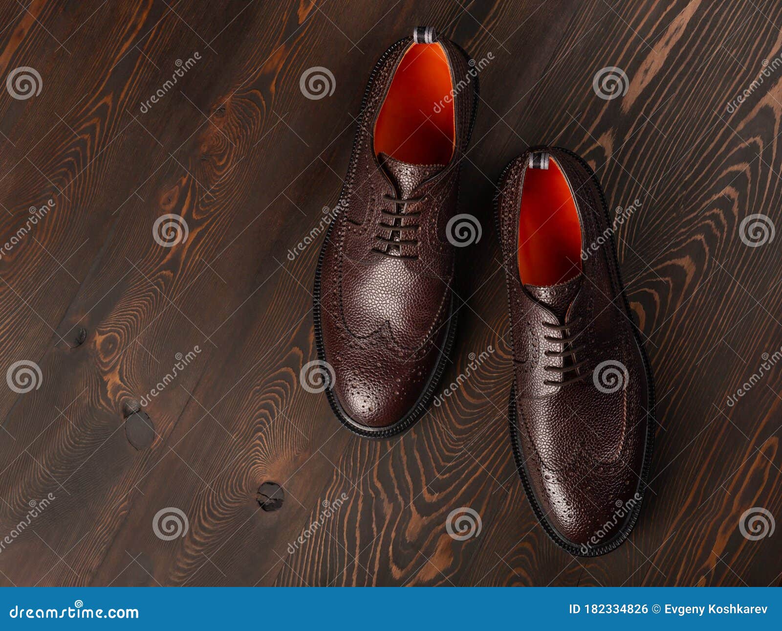 Men`s Brown Leather Shoes In A Classic Style On A Background Of Dark ...