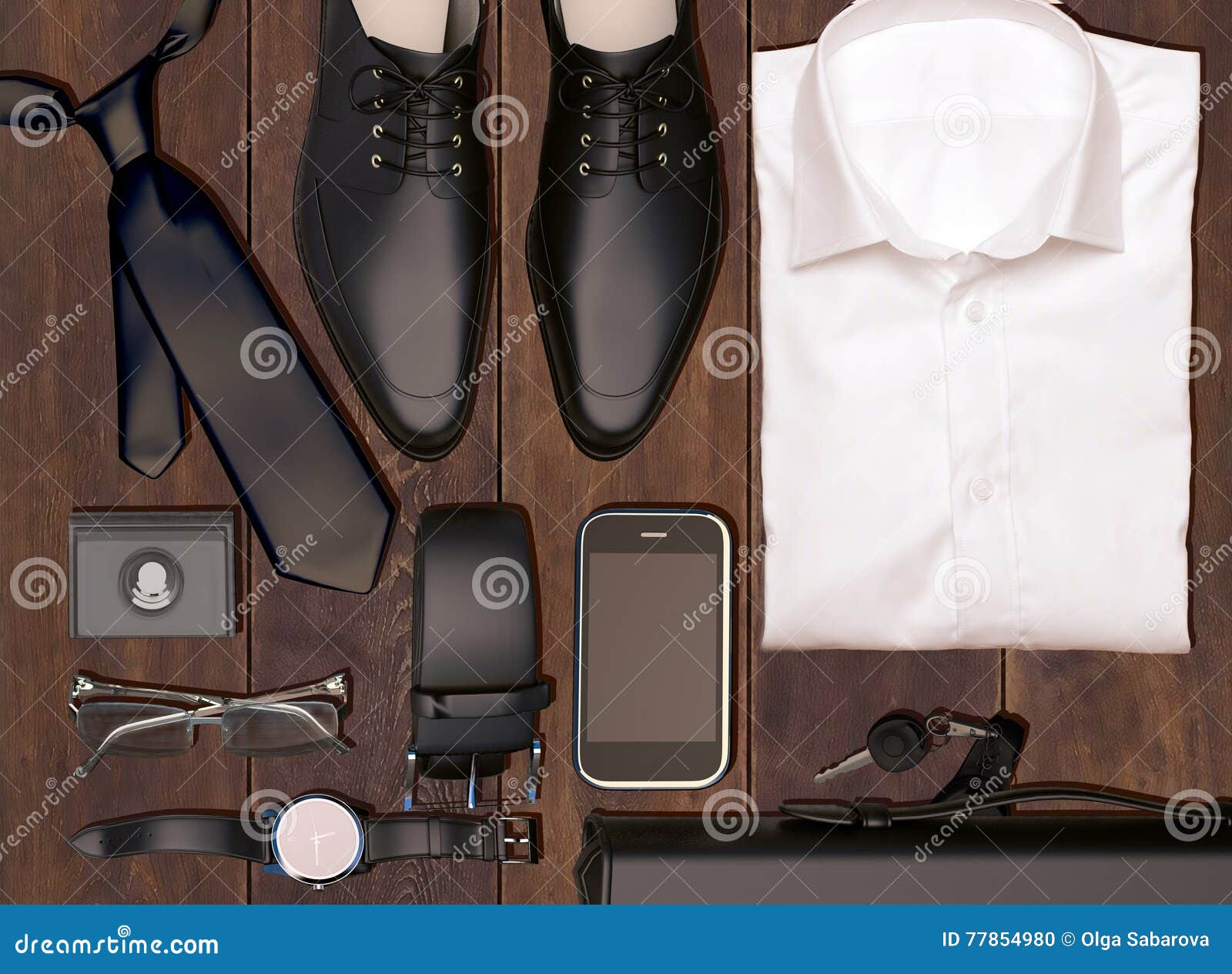 Men S Business Clothes and Accessories on Wooden Background. Stock Photo -  Image of formal, patent: 77854980