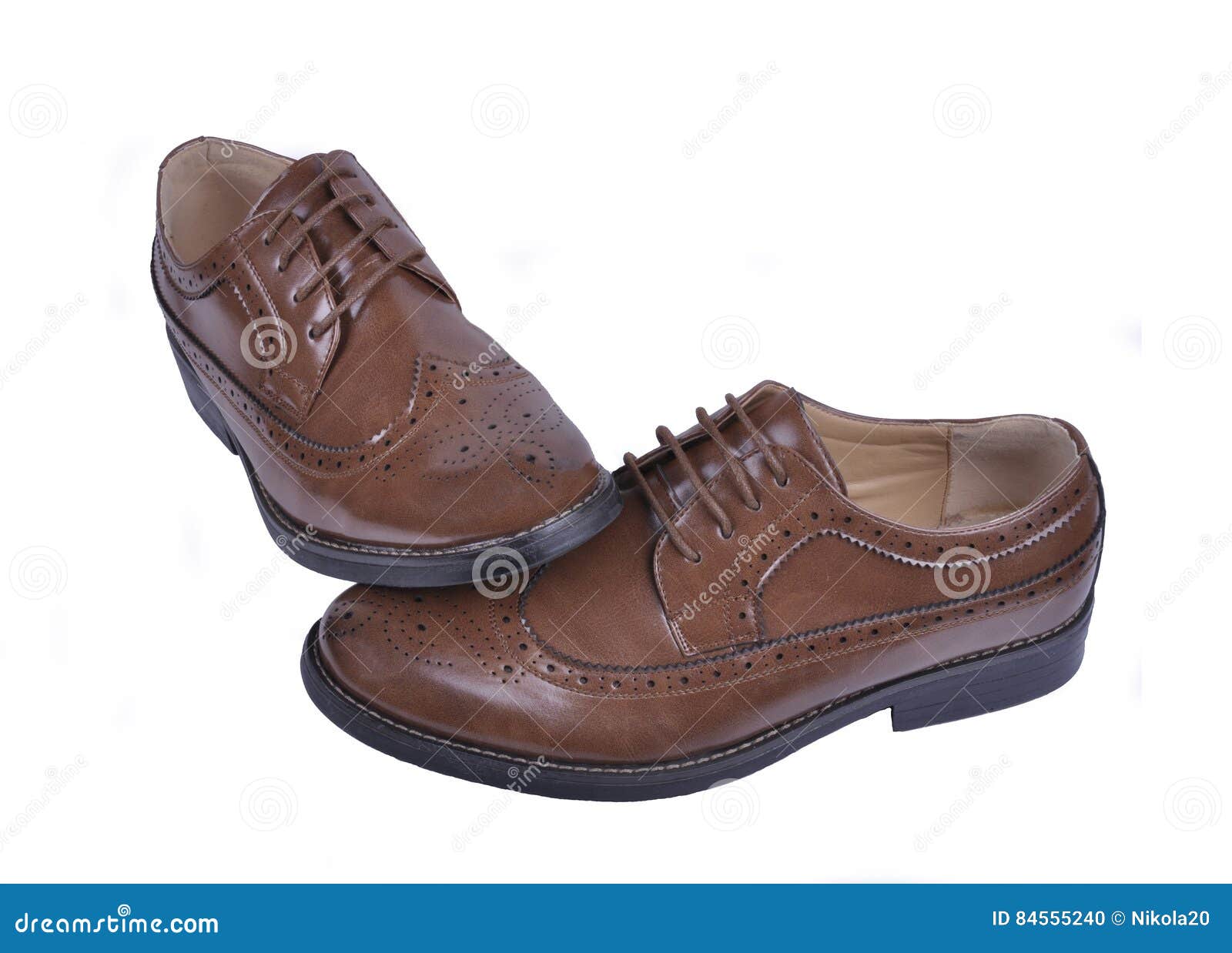 Men`s Classic Brown Leather Shoes Isolated on White Background Stock ...