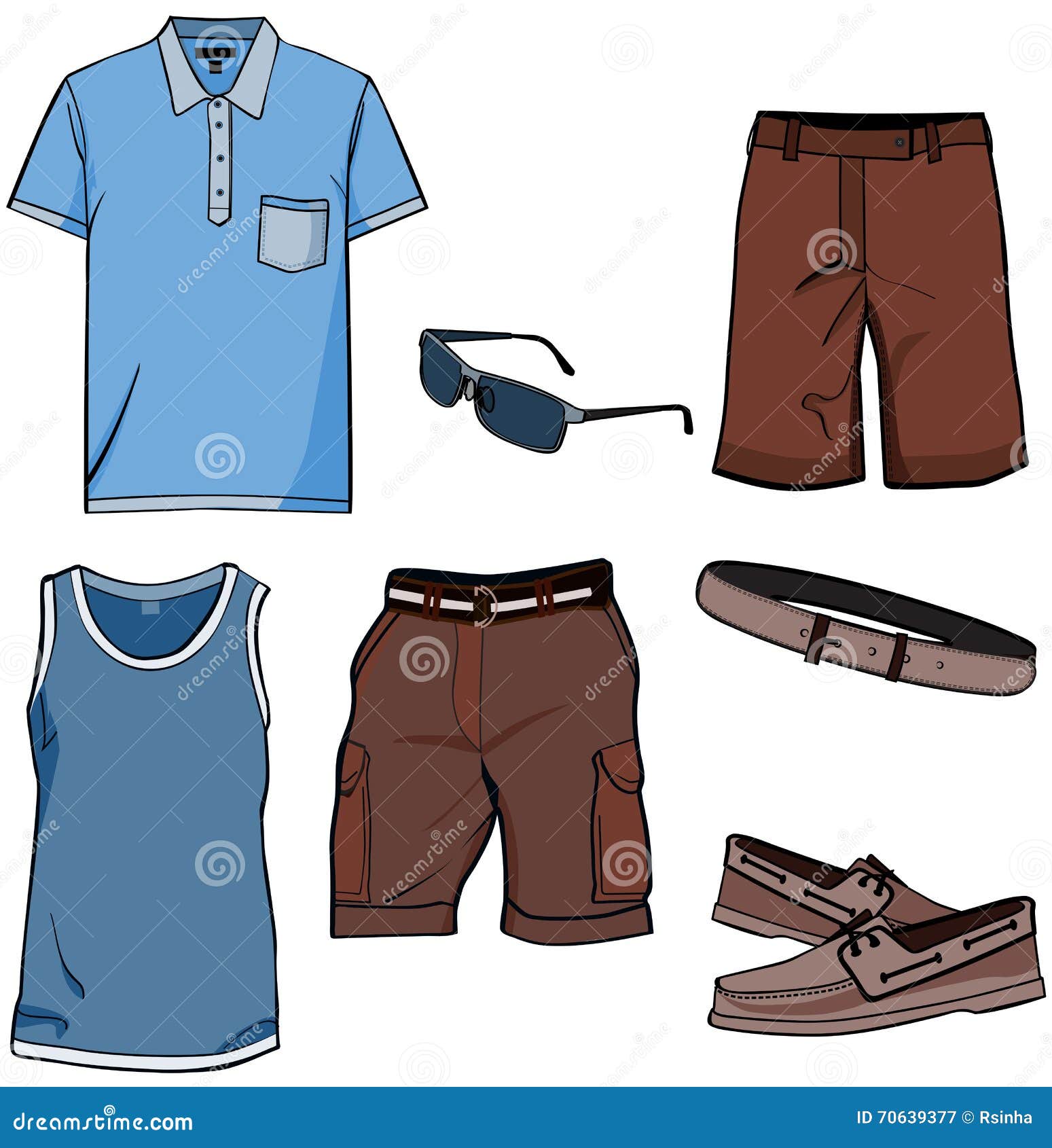 Men S Clothes And Summer Accessories Stock Vector Illustration Of